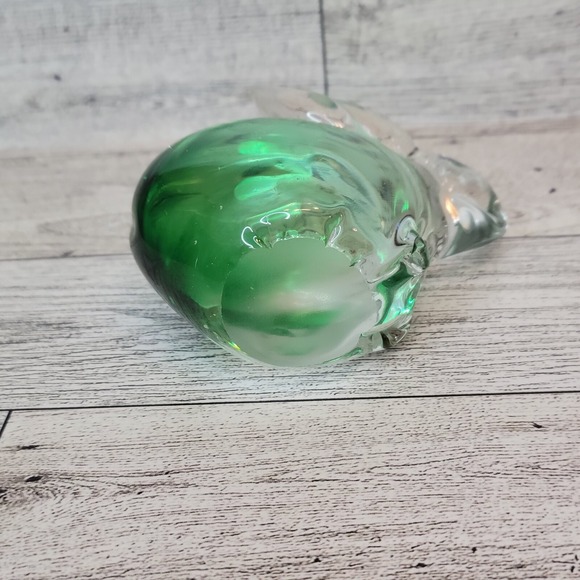 3 Murano Style Art Glass Bunny Swan Squirrel Paperweight Clear Green Vintage - Picture 9 of 16